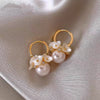 Gold-Plated Pearl Flower Stud Earrings