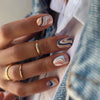 EYESFAV Ceramic Swirl Blue, Short, Square Press On Nails