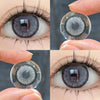 Lentes de contacto de color gris con forma de bola de cristal