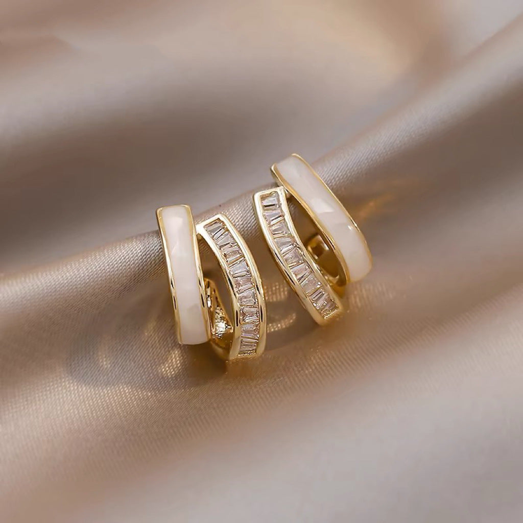 Gold-Plated Pearl Flower Stud Earrings