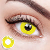 Eyes with Pure Yellow Colored Contact Lenses
