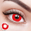 Eyes with Pure Red Colored Contact Lenses