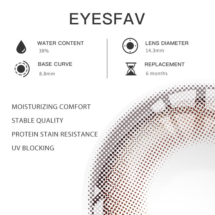 Eyesfav 【Prescription】Mirage Brown Colored Contact Lenses Parameters
