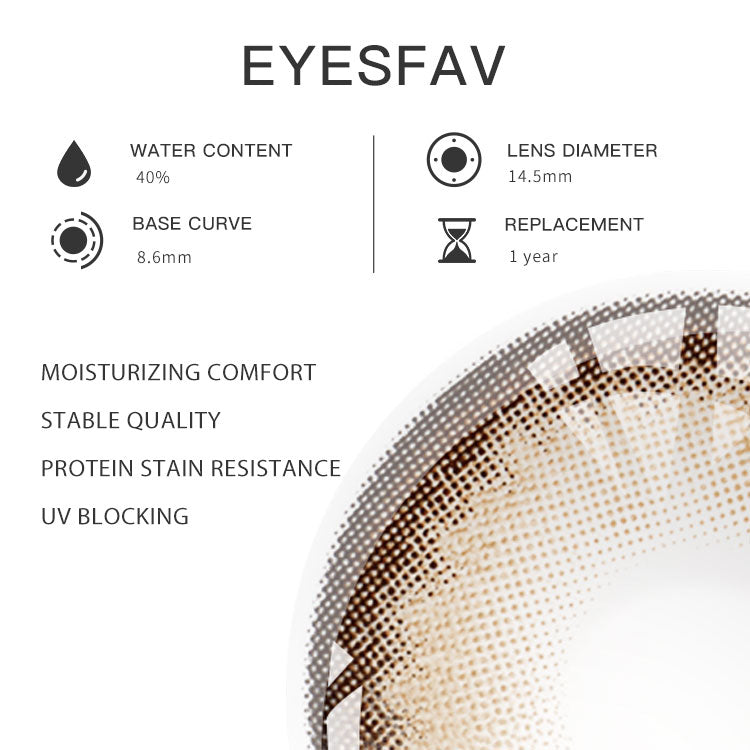 EYESFAV Unspoken Brown Colored Contact Lenses Parameters
