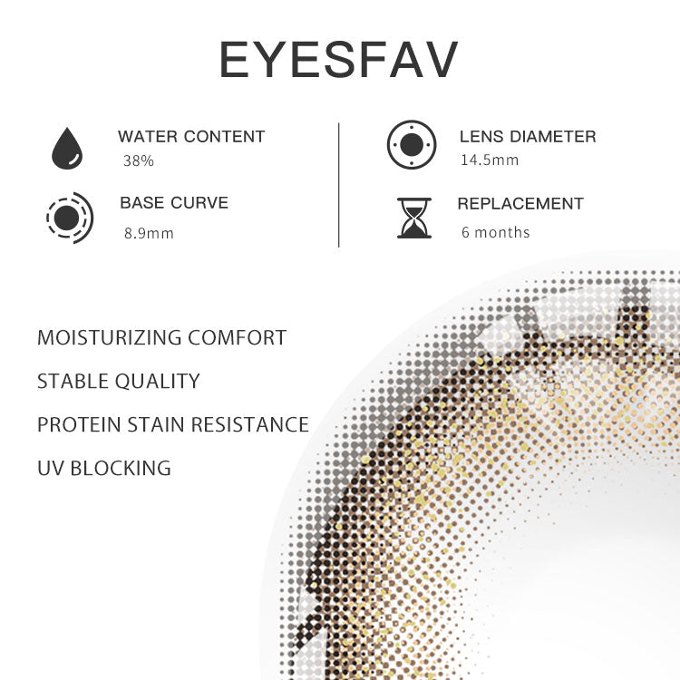 Eyesfav Stardust Brown Colored Contact Lenses Parameters
