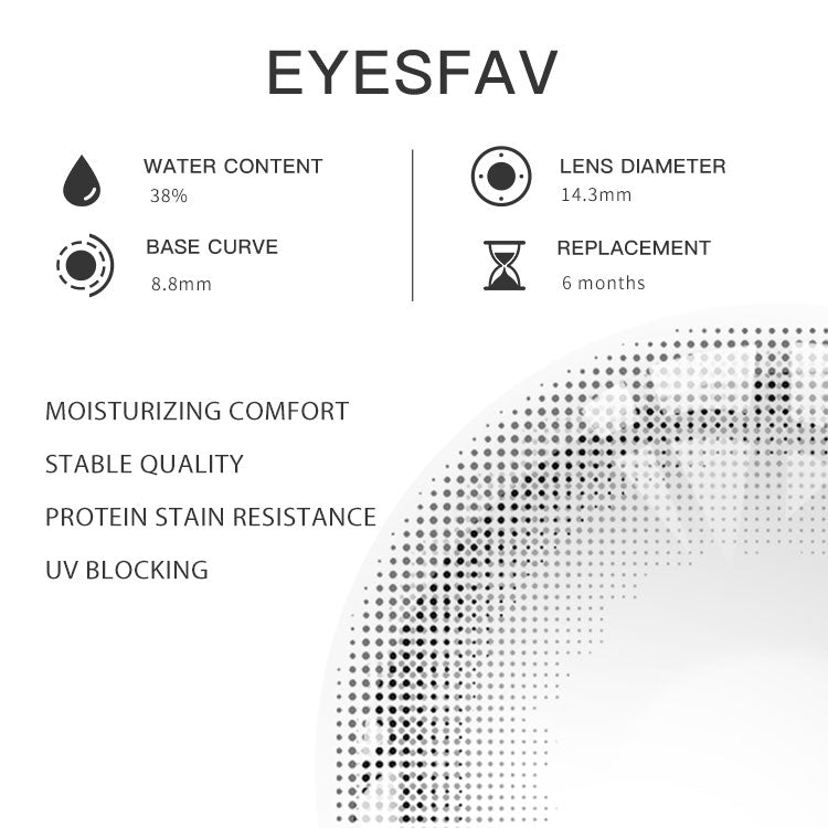 Eyesfav 【Prescription】Delight Gray Colored Contact Lenses Parameters
