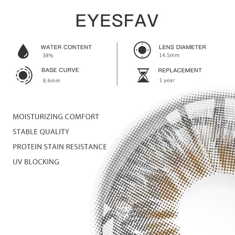 EYESFAV Fiesta Gray Colored Contact Lenses Parameters