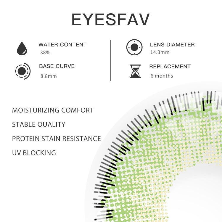 Eyesfav Ocean Green Colored Contact Lenses Parameters