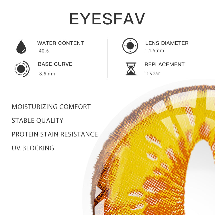 EYESFAV Golden Ruby Cat's Eye Contact Lenses Parameters