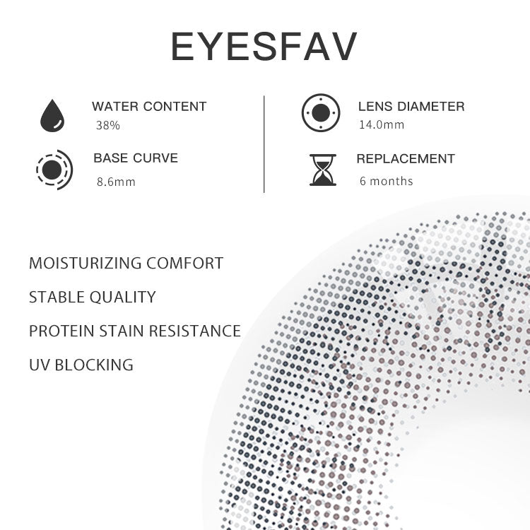 Eyesfav Lucent Gray Colored Contact Lenses Parameters