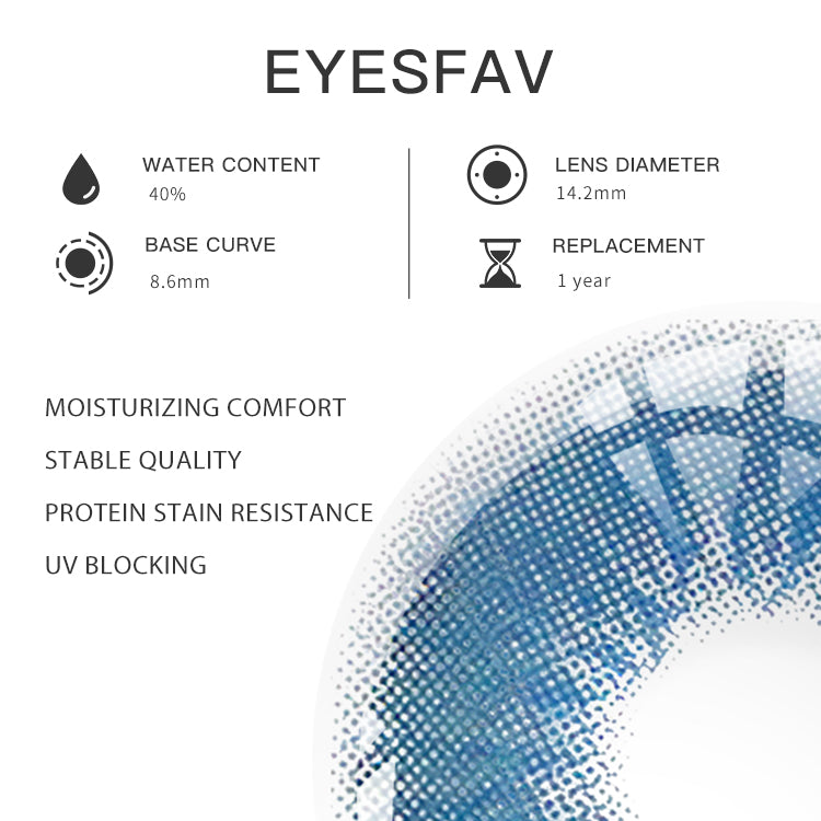 EYESFAV Icy Blue Colored Contact Lenses Parameters