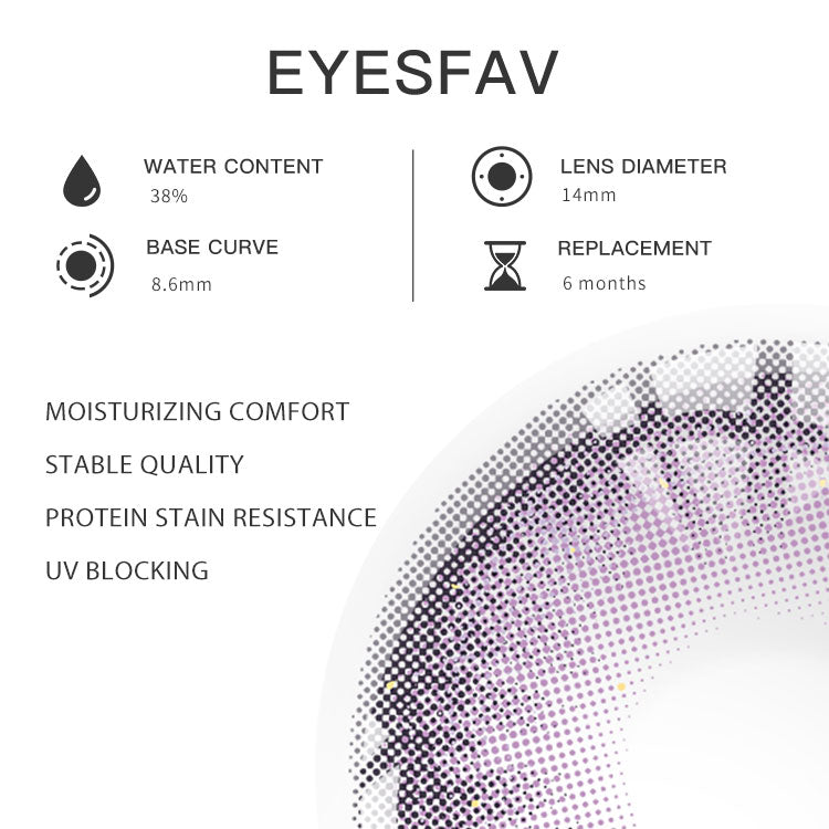 Eyesfav NASA Purple Natural-looking Colored Contact Lenses Parameters