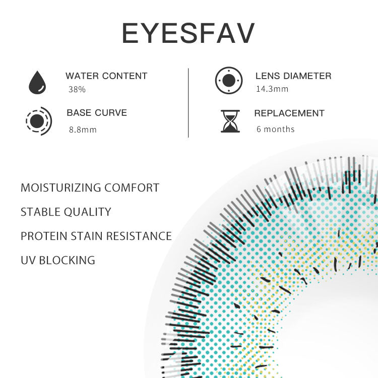 Eyesfav Ocean Blue Colored Contact Lenses Parameters