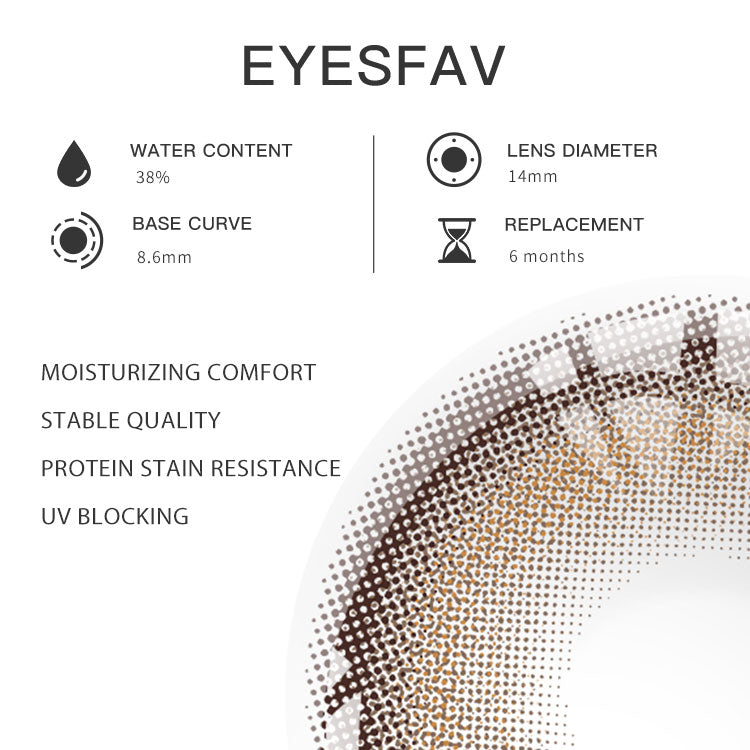Eyesfav 【Prescription】Eros Brown Colored Contact Lenses Parameters