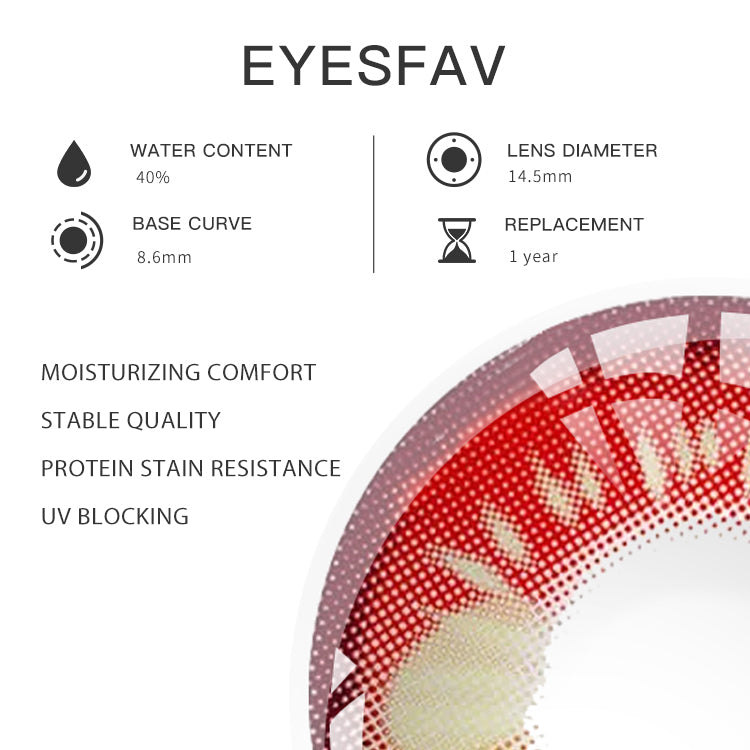 EYESFAV Crimson Red Emotions Contact Lenses Parameters