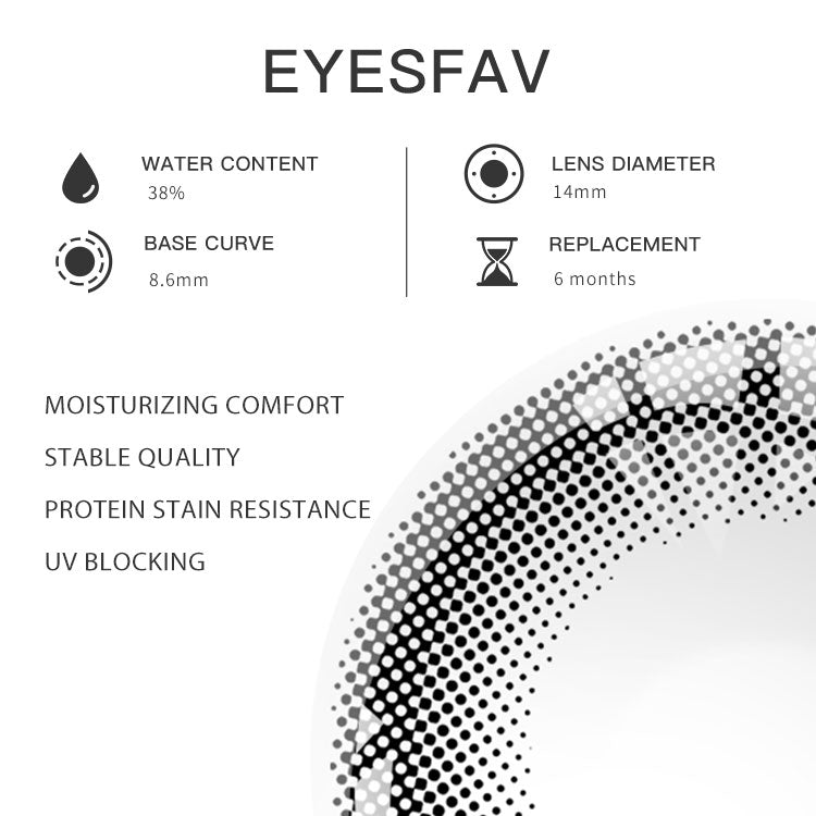 Eyesfav 【Prescription】Avela Gray Colored Contact Lenses Parameters