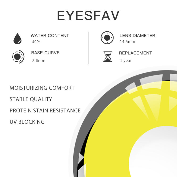 EYESFAV Sunburst Ringed Gaze Yellow Contact Lenses Parameters