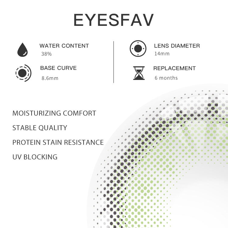 Eyesfav 【Prescription】Meta Green Colored Contact Lenses Parameters