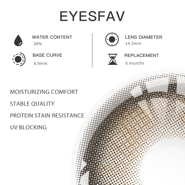 Eyesfav Cruller D-Brown Colored Contact Lenses Parameters