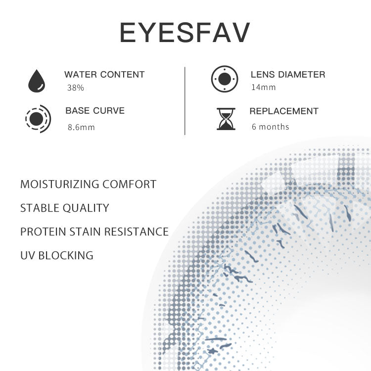 Eyesfav 【Prescription】Paris Fireworks Blue Colored Contact Lenses Parameters