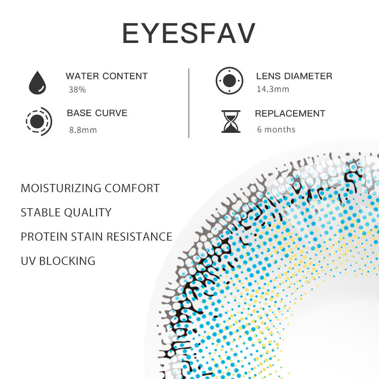 Eyesfav NASA Blue Natural-looking Colored Contact Lenses Parameters