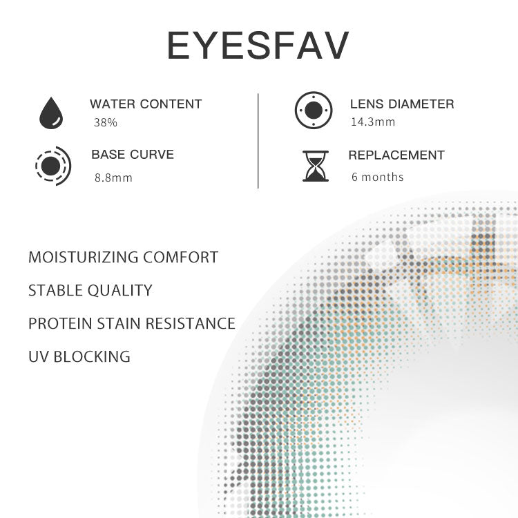 Eyesfav 【Prescription】New Moon Green Colored Contact Lenses Parameters