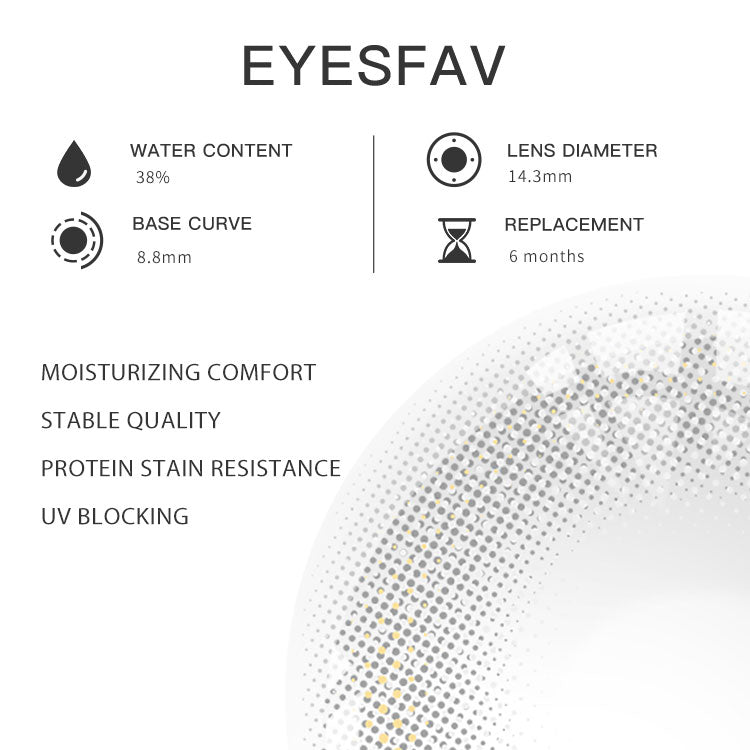 Eyesfav 【Prescription】New Moon Gray Colored Contact Lenses Parameters