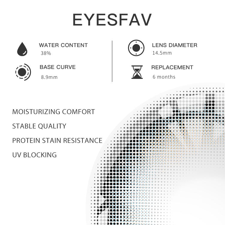 Eyesfav 【Prescription】Rime Gray Colored Contact Lenses Parameters