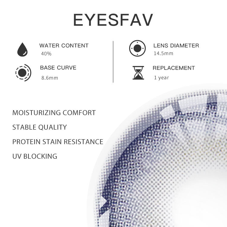 EYESFAV Gene Purple Colored Contact Lenses Parameters