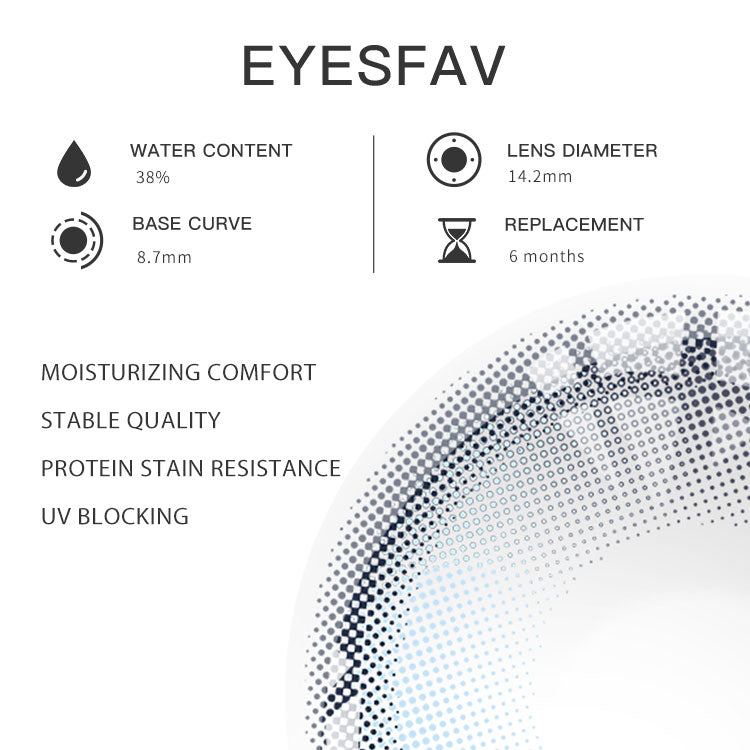 Eyesfav Airy Blue-Gy Colored Contact Lenses Parameters