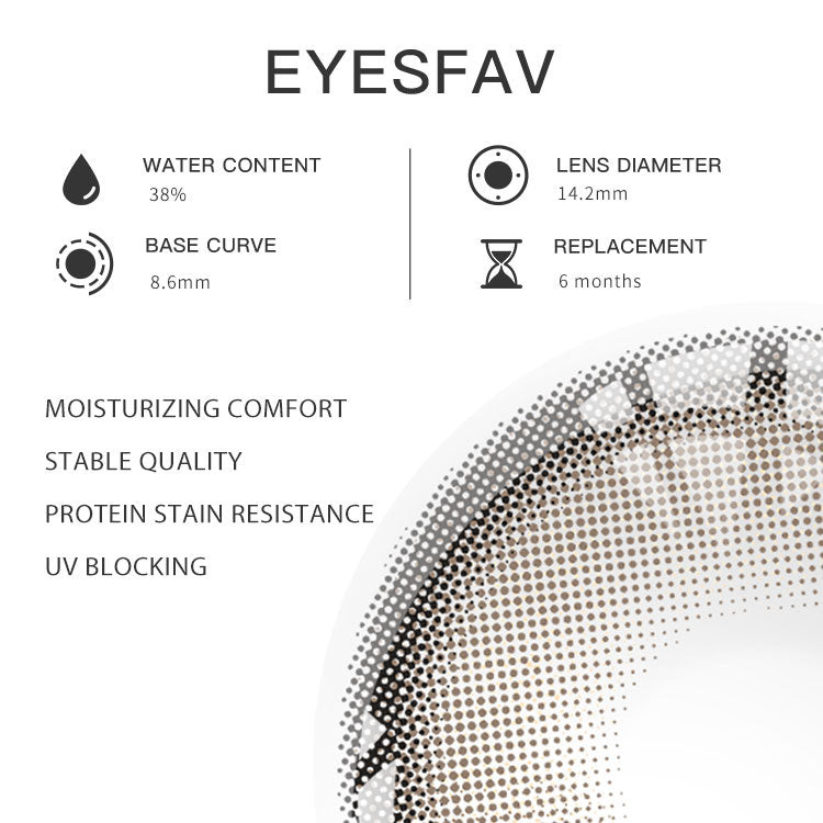 Eyesfav 【Prescription】Ethereal Brown Colored Contact Lenses Parameters