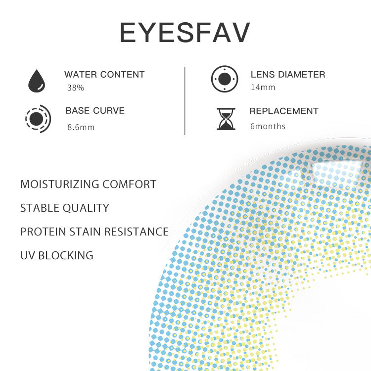 Eyesfav Pan-Am Blue Colored Contact Lenses Parameters
