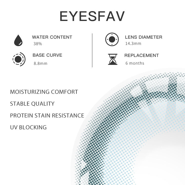 Eyesfav 【Prescription】Donut Blue Colored Contact Lenses Parameters