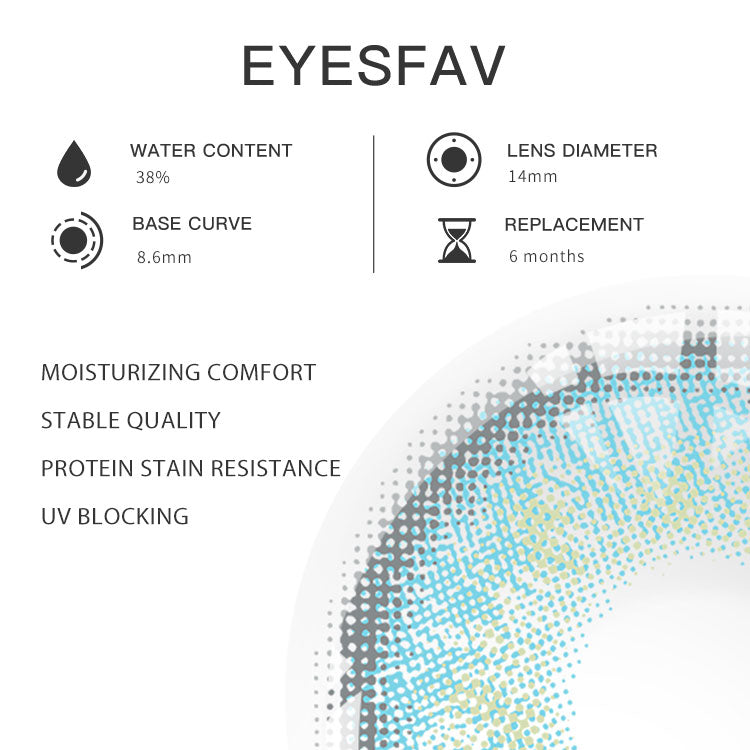 Eyesfav Rhone Blue Colored Contact Lenses Parameters