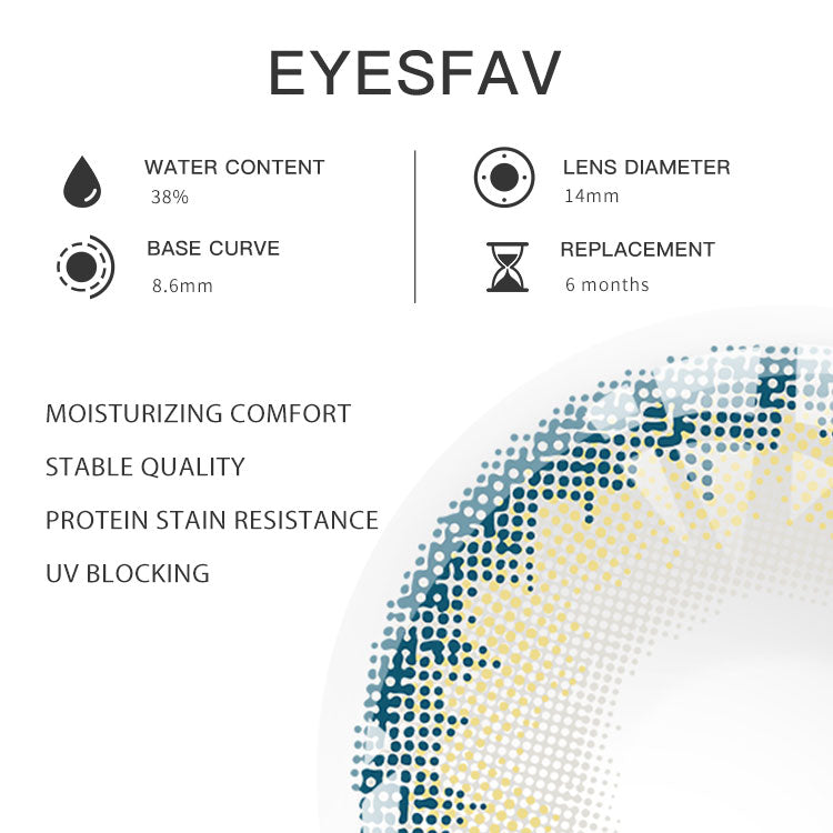 Eyesfav Caribb Blue Colored Contact Lenses Parameters