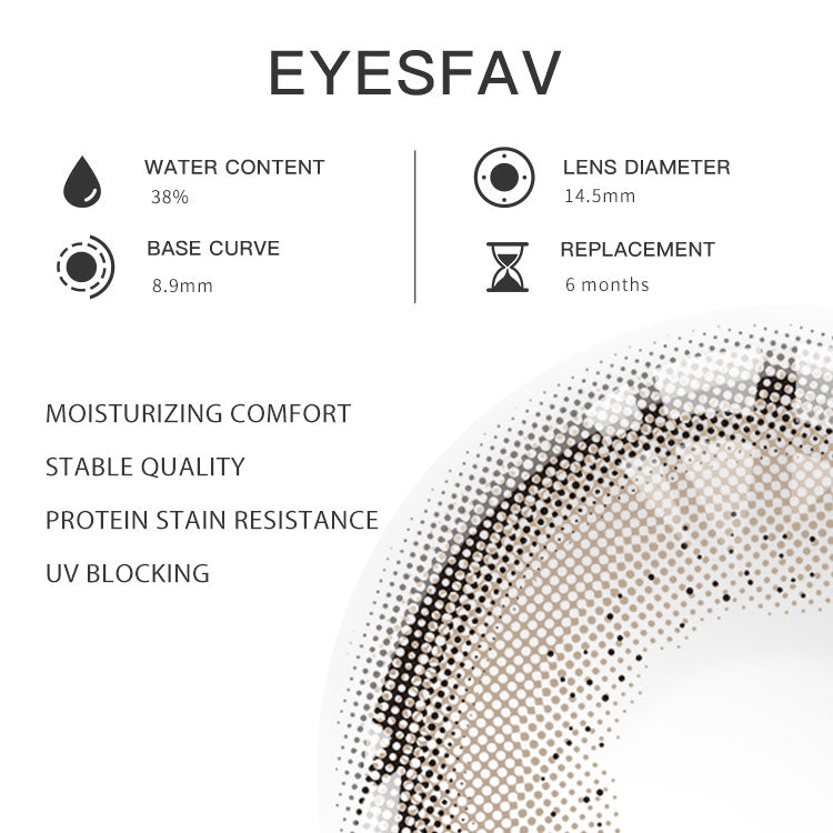 Eyesfav 【Prescription】Rococo Brown Colored Contact Lenses Parameters