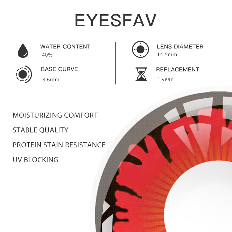 EYESFAV Crimson Bloom Red Contact Lenses Parameters