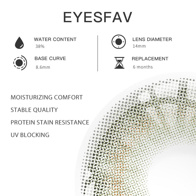 Eyesfav Moonbeam Green-Gray Colored Contact Lenses Parameters