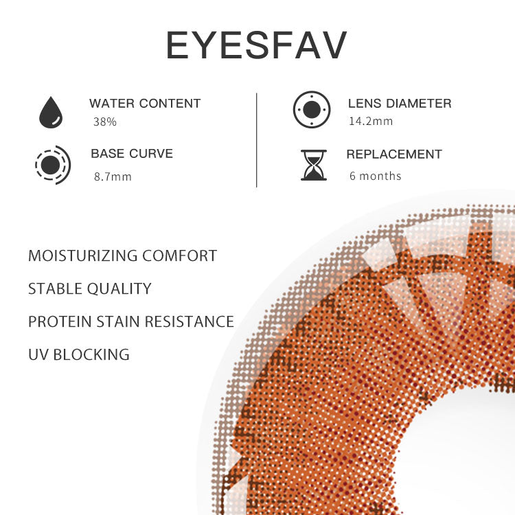 Eyesfav New York Hazel Brown Colored Contact Lenses Parameters