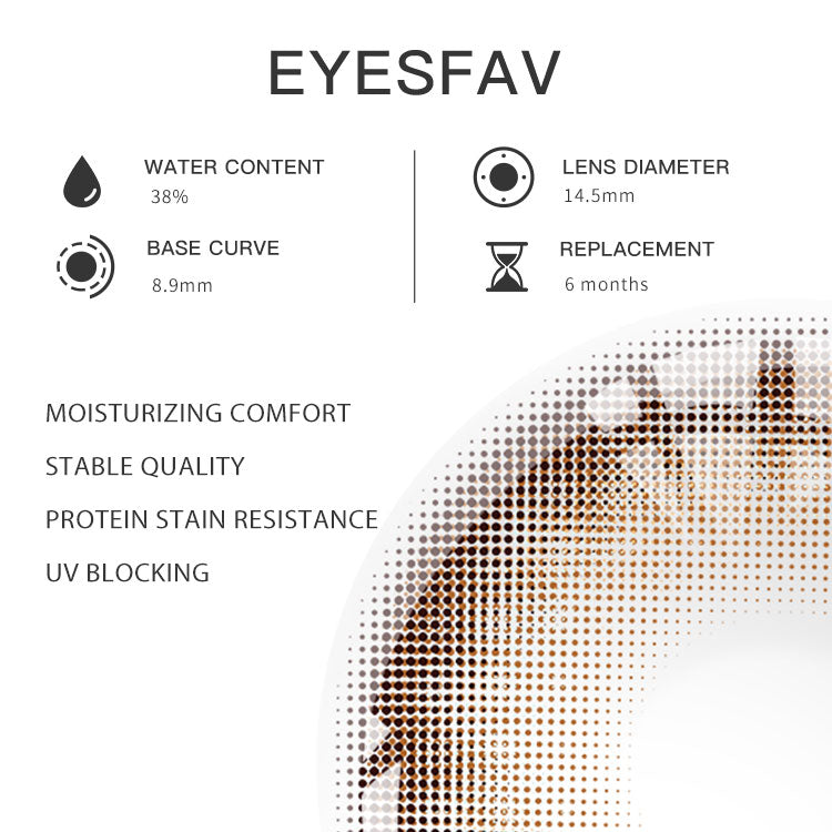 Eyesfav 【Prescription】Rime Brown Colored Contact Lenses Parameters
