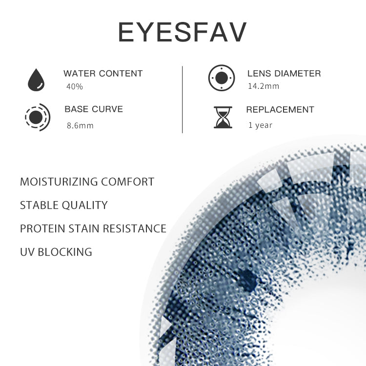 EYESFAV Stormy Blue Colored Contact Lenses Parameters