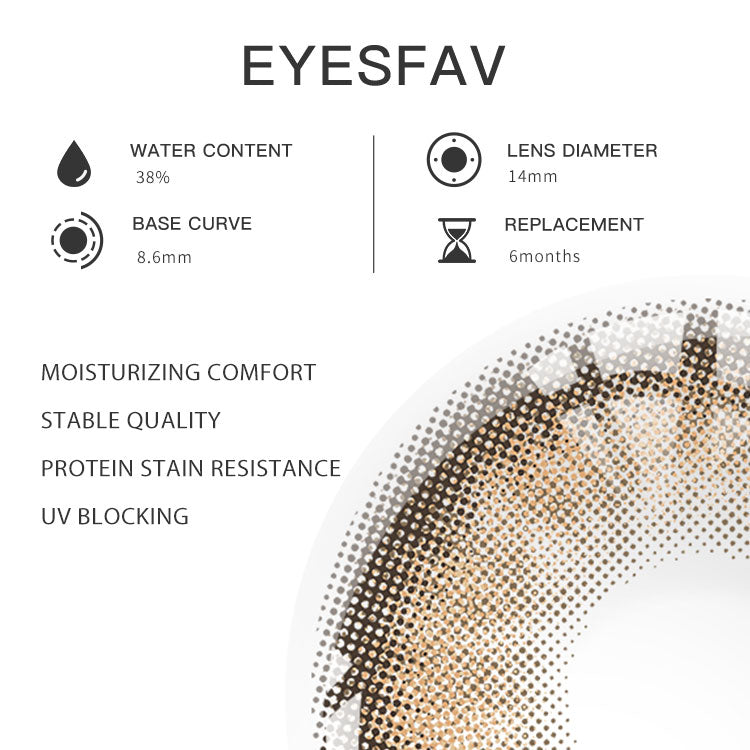 Eyesfav Crystal Ball Brown Colored Contact Lenses Parameters