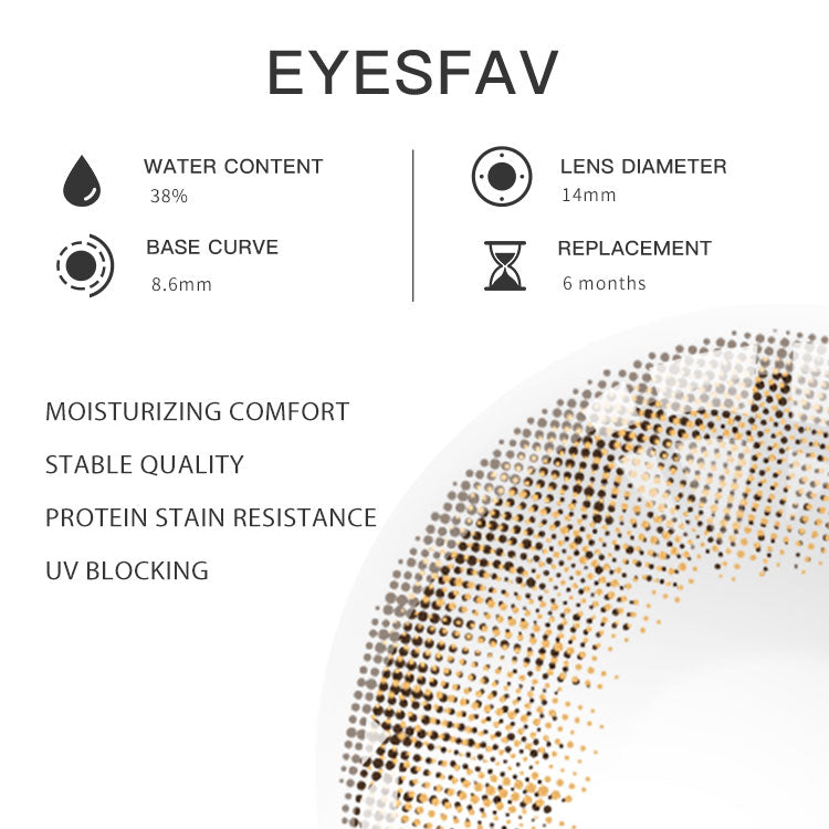 Eyesfav 【Prescription】Celestial Brown Colored Contact Lenses Parameters
