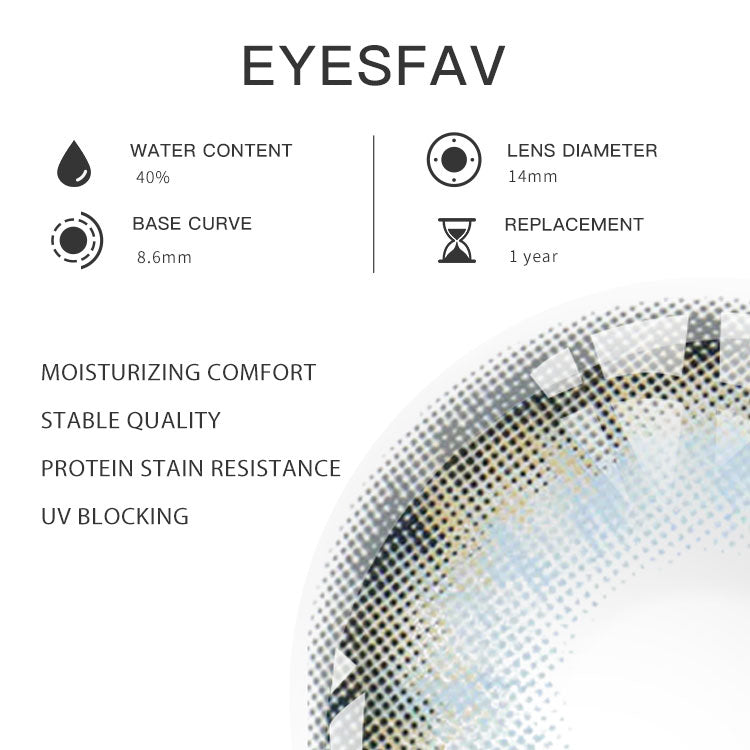 EYESFAV Apricity Blue Colored Contact Lenses Parameters