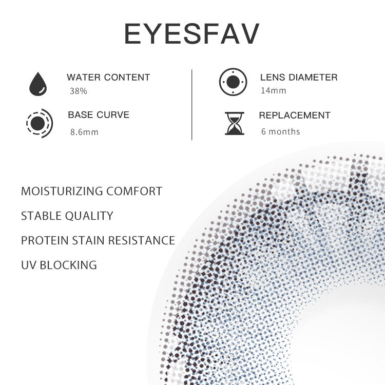 Eyesfav Moonbeam Blue-Gy Colored Contact Lenses Parameters
