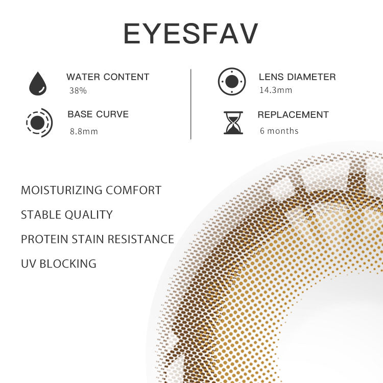 Eyesfav 【Prescription】Donut Brown Colored Contact Lenses Parameters