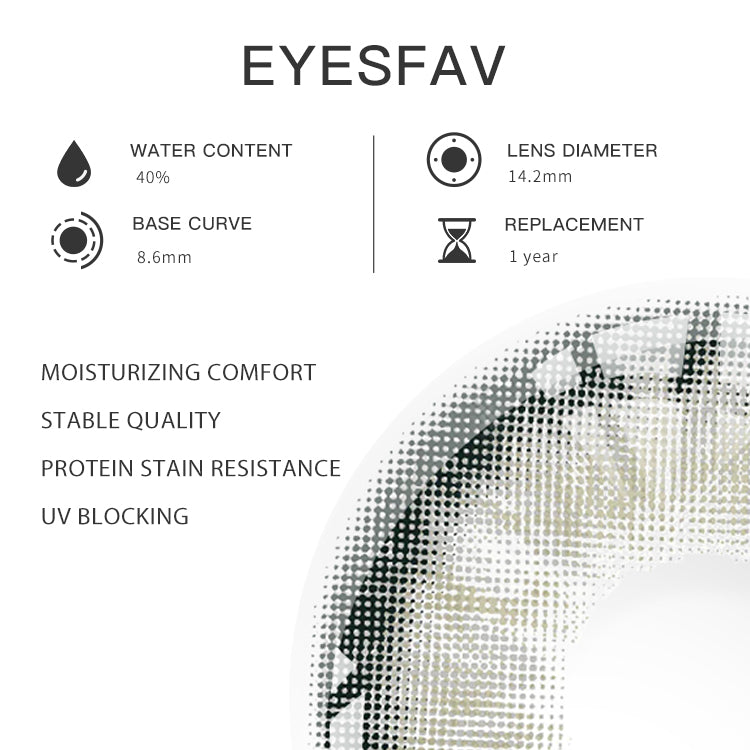 EYESFAV Crystalline Gray Colored Contact Lenses Parameters