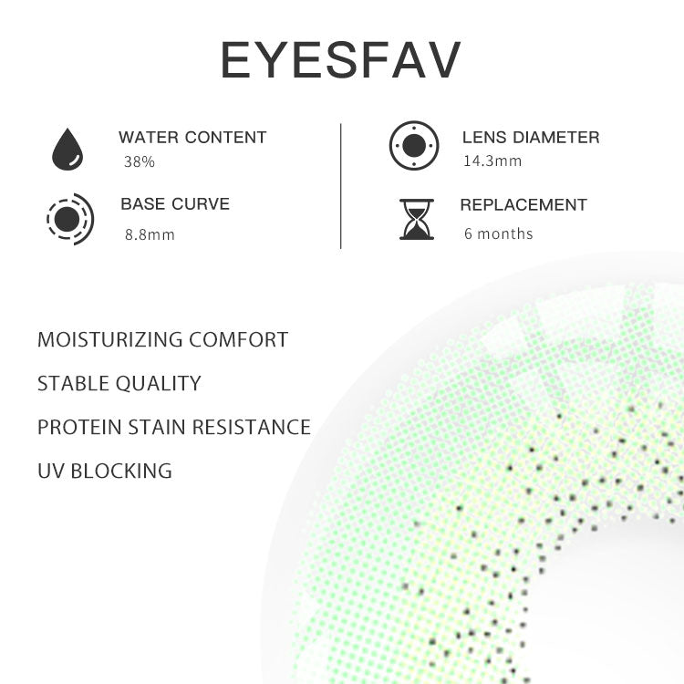 Eyesfav 【Prescription】Illusion Green Colored Contact Lenses Parameters
