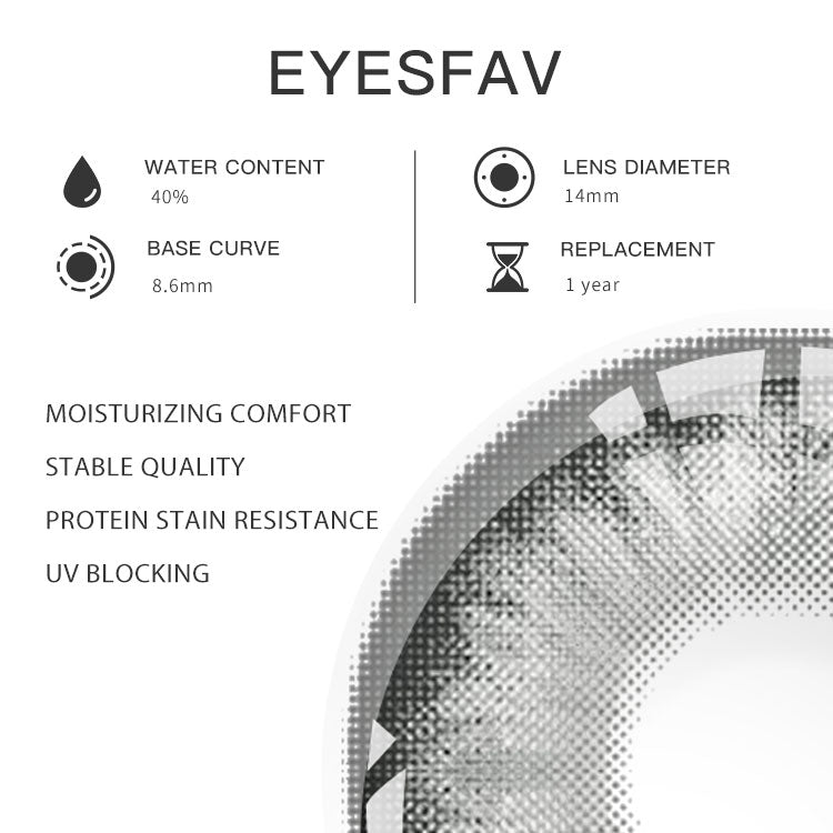 EYESFAV Apricity Gray Colored Contact Lenses Parameters
