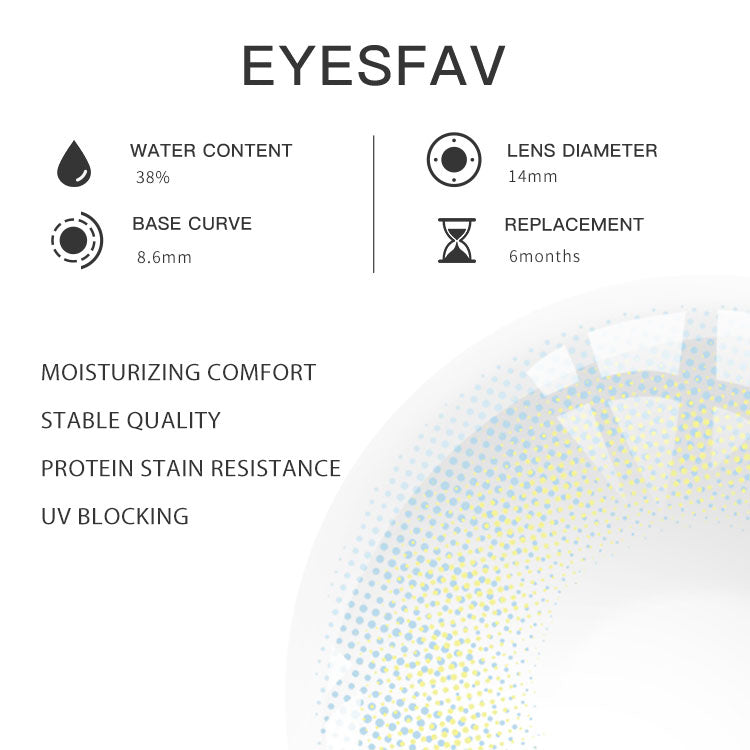 Eyesfav Euramerican L-Blue Colored Contact Lenses Parameters